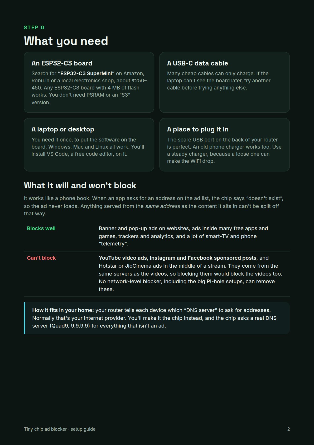 Step 0: what you need, and what it will and won't block