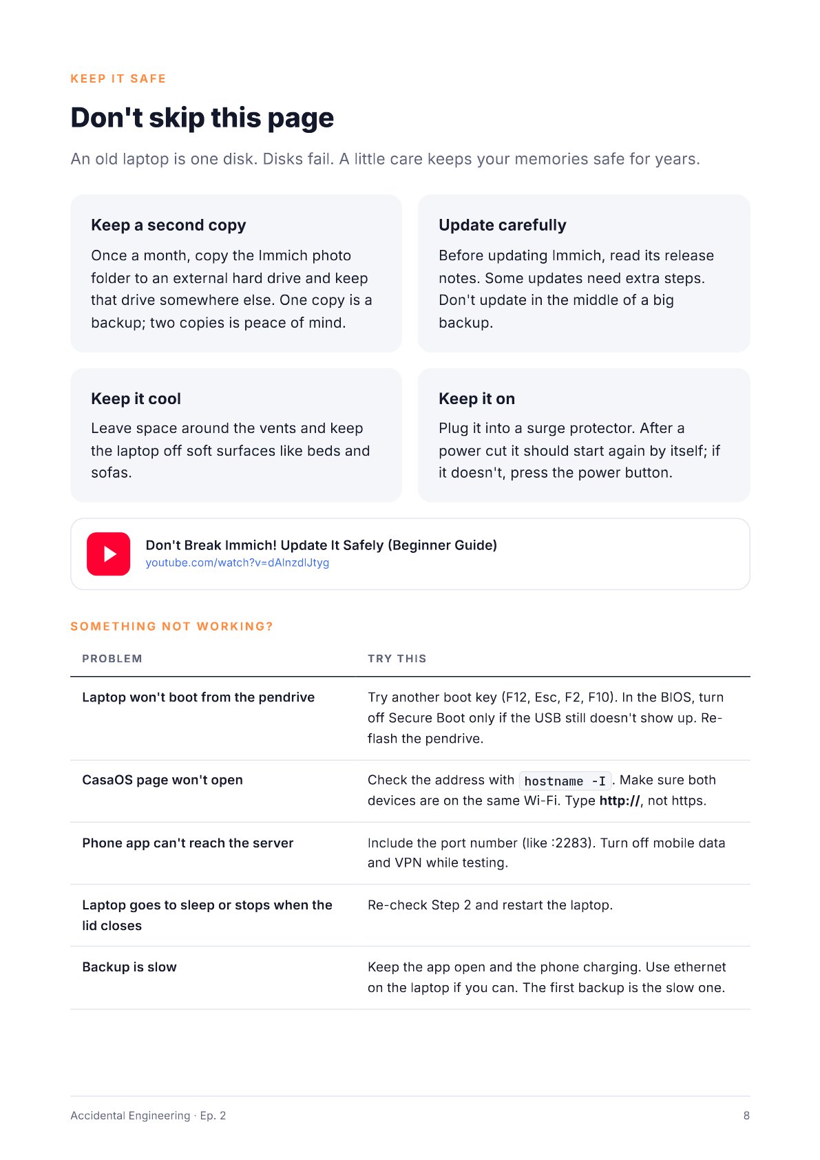 Keep it safe, and quick fixes